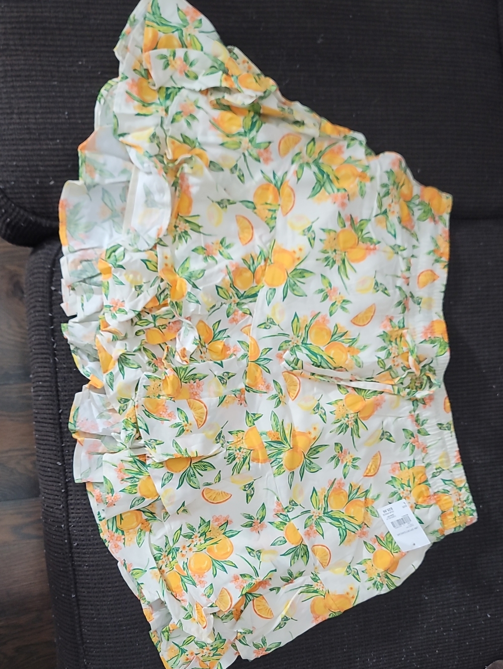 Cato White Orange Floral Ruffle Skort